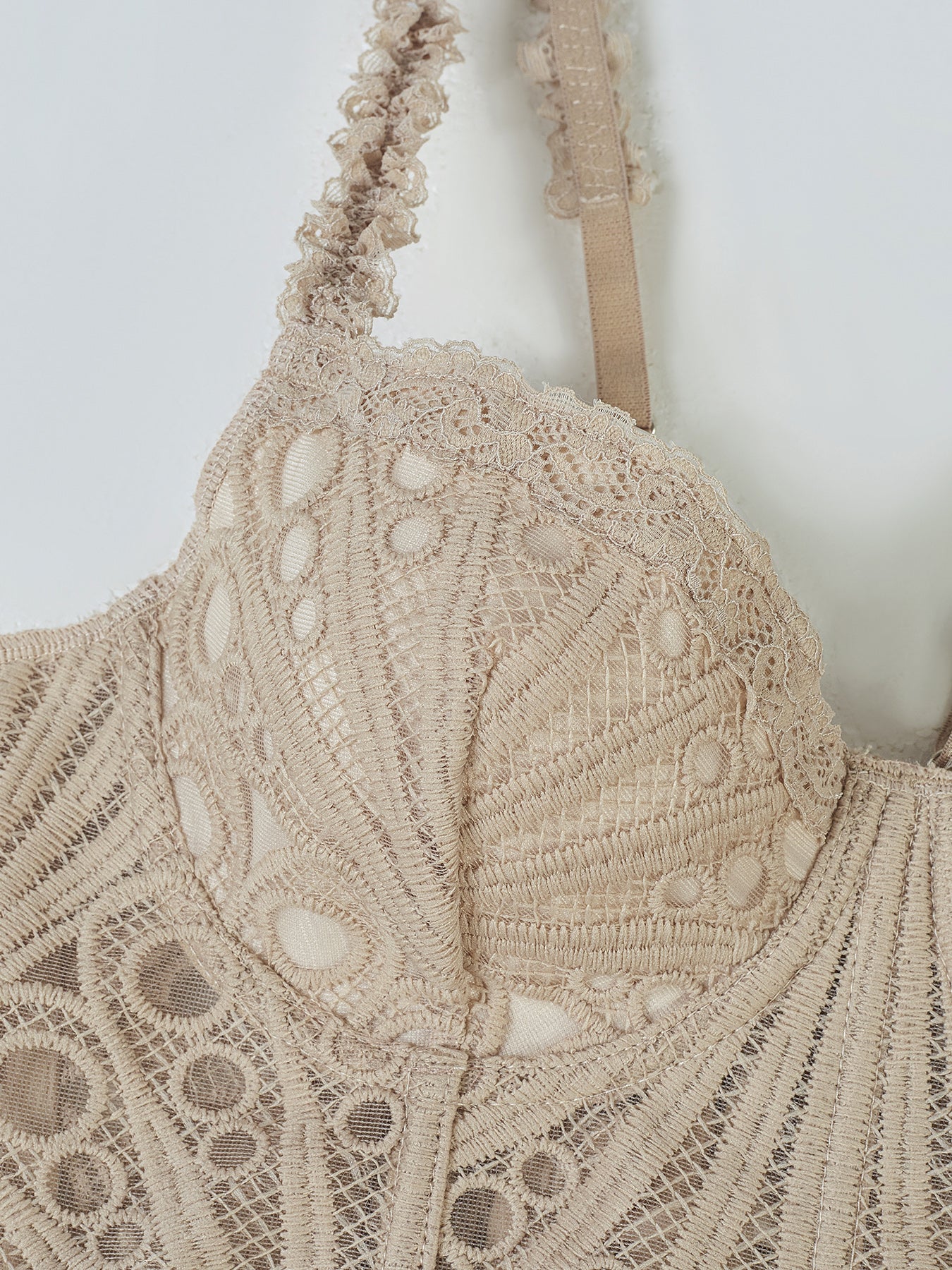 1pc Textured Sheer Floral Lace Corset Hollowed Out Bustier Cute Crop Top For Daily Wear/Party/Wedding Cami Top