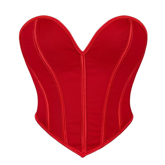 Women's Overbust Corset Tube Top Sexy Boned Bustier Lingerie Vintage Strapless Y2k Lace up Bodyshaper Bodice Tops