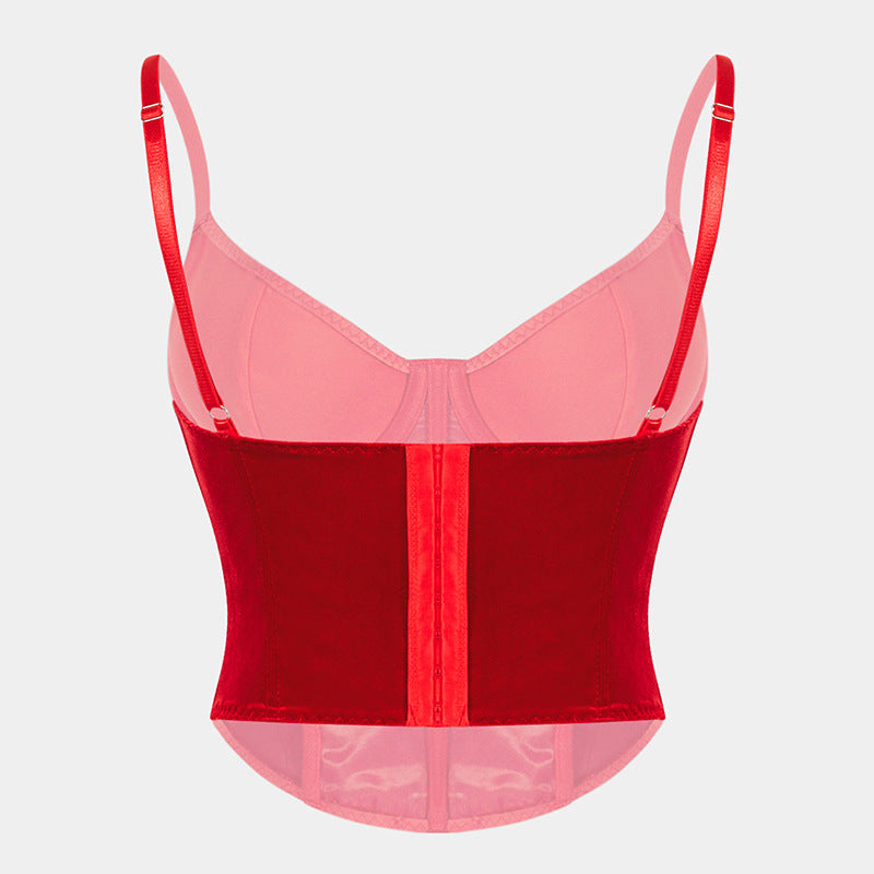 Women's body shaping garment real velvet suspenders outer wear bra with steel ring body shaping sexy backless slimming