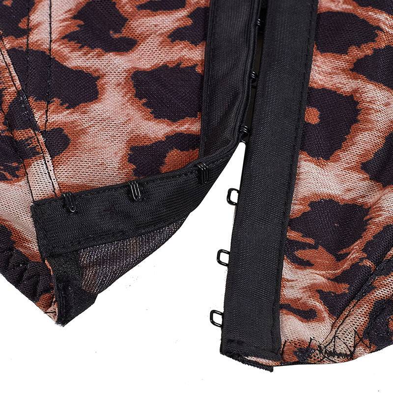 Women Clothes;Crop Tops;Leopard Print;Sexy Women Casual Dating Leopard Print Breast Cup With Underwire Embellished Corset Top,Sexy Bra Costume Tank Top