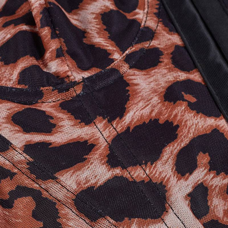 Women Clothes;Crop Tops;Leopard Print;Sexy Women Casual Dating Leopard Print Breast Cup With Underwire Embellished Corset Top,Sexy Bra Costume Tank Top