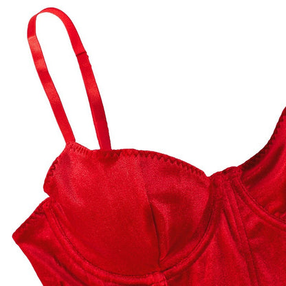Women's body shaping garment real velvet suspenders outer wear bra with steel ring body shaping sexy backless slimming
