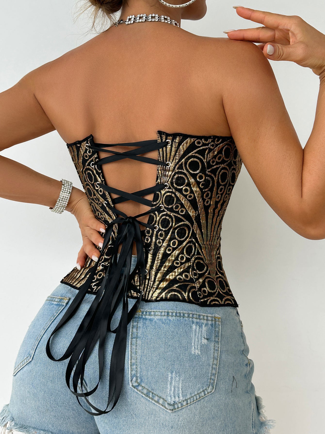 Women's Shaping Underwear Silk Satin Strappy Bra Backless and Sexy Slimming and Shaping
