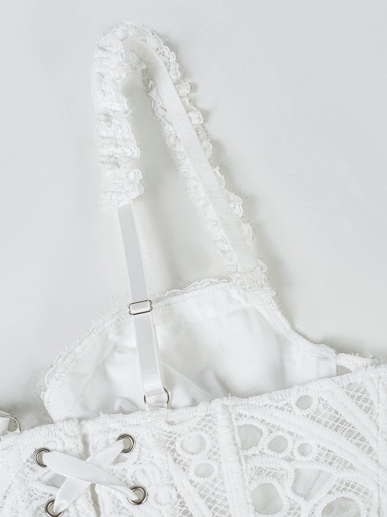 1pc  Textured Sheer Floral Lace Corset Hollowed Out Bustier Cute Crop Top For Daily Wear/Party/Wedding Cami Top