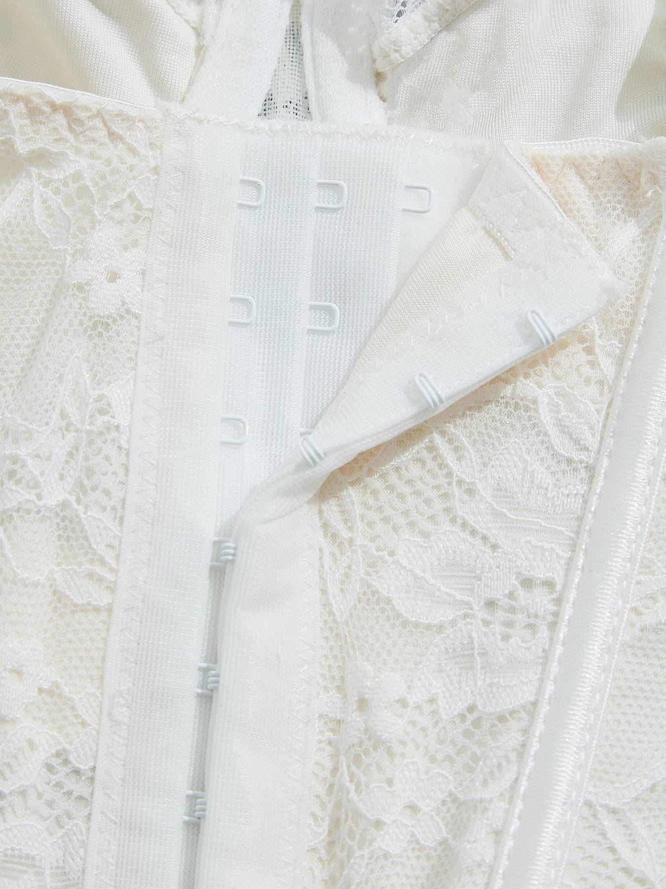 Plain Lace Elegant Fishbone Support Corset Bustier Adjustable Back Buckle Spaghetti Strap Tummy Control Cami Body Shaper Women's Lingerie & Shapewear