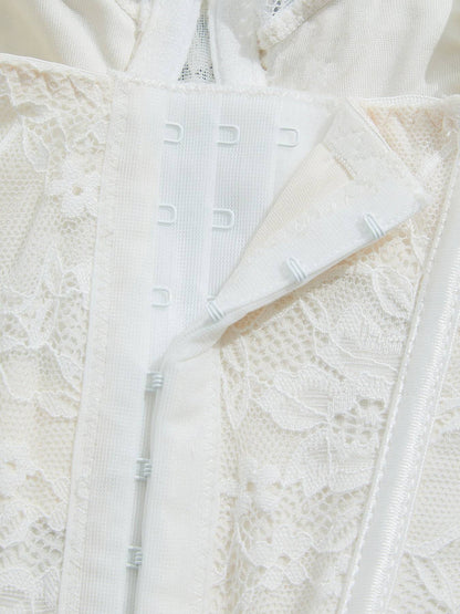 Plain Lace Elegant Fishbone Support Corset Bustier Adjustable Back Buckle Spaghetti Strap Tummy Control Cami Body Shaper Women's Lingerie & Shapewear