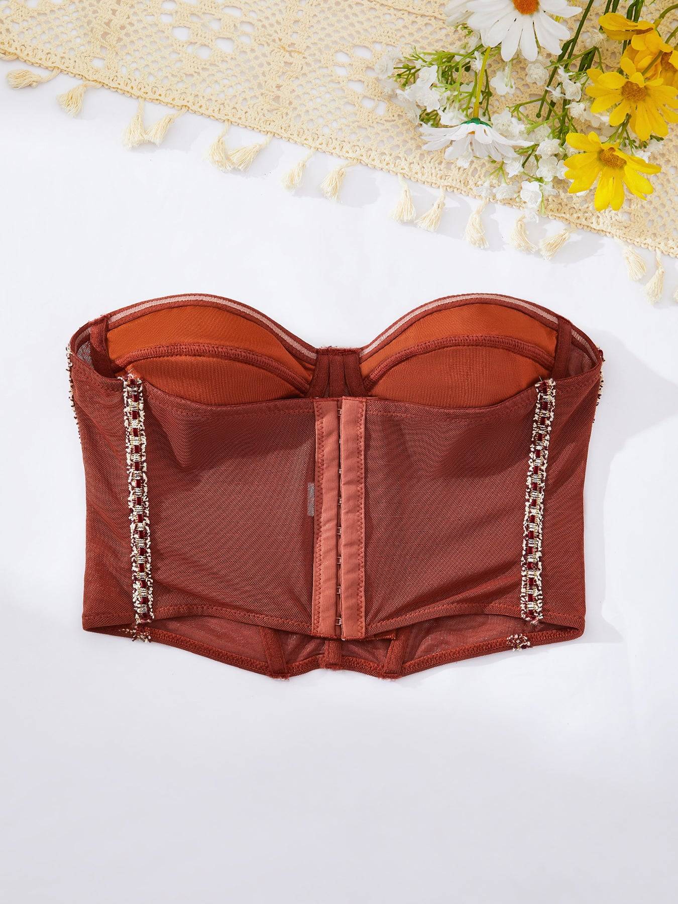 Sexy camisole mesh vest for outdoor wear, slim fit and breathable herringbone cup top