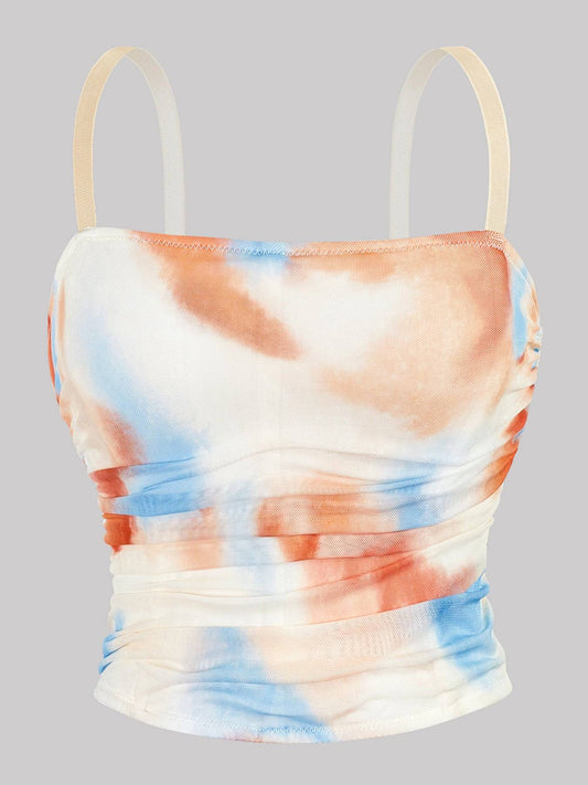 Women Tie-Dye Print Cropped Fitted Fashion Camisole