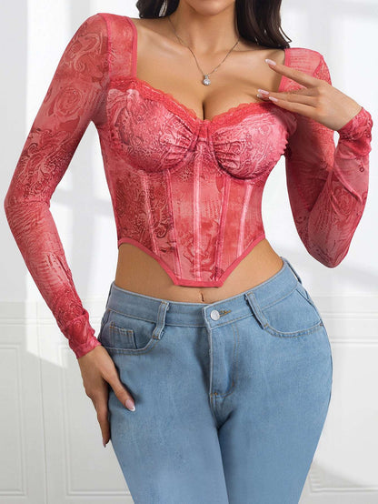 Women's Long Sleeve Crop Top Sexy Cut Out T-Shirt Halter Tees Top Slim Fit Y2k Tops