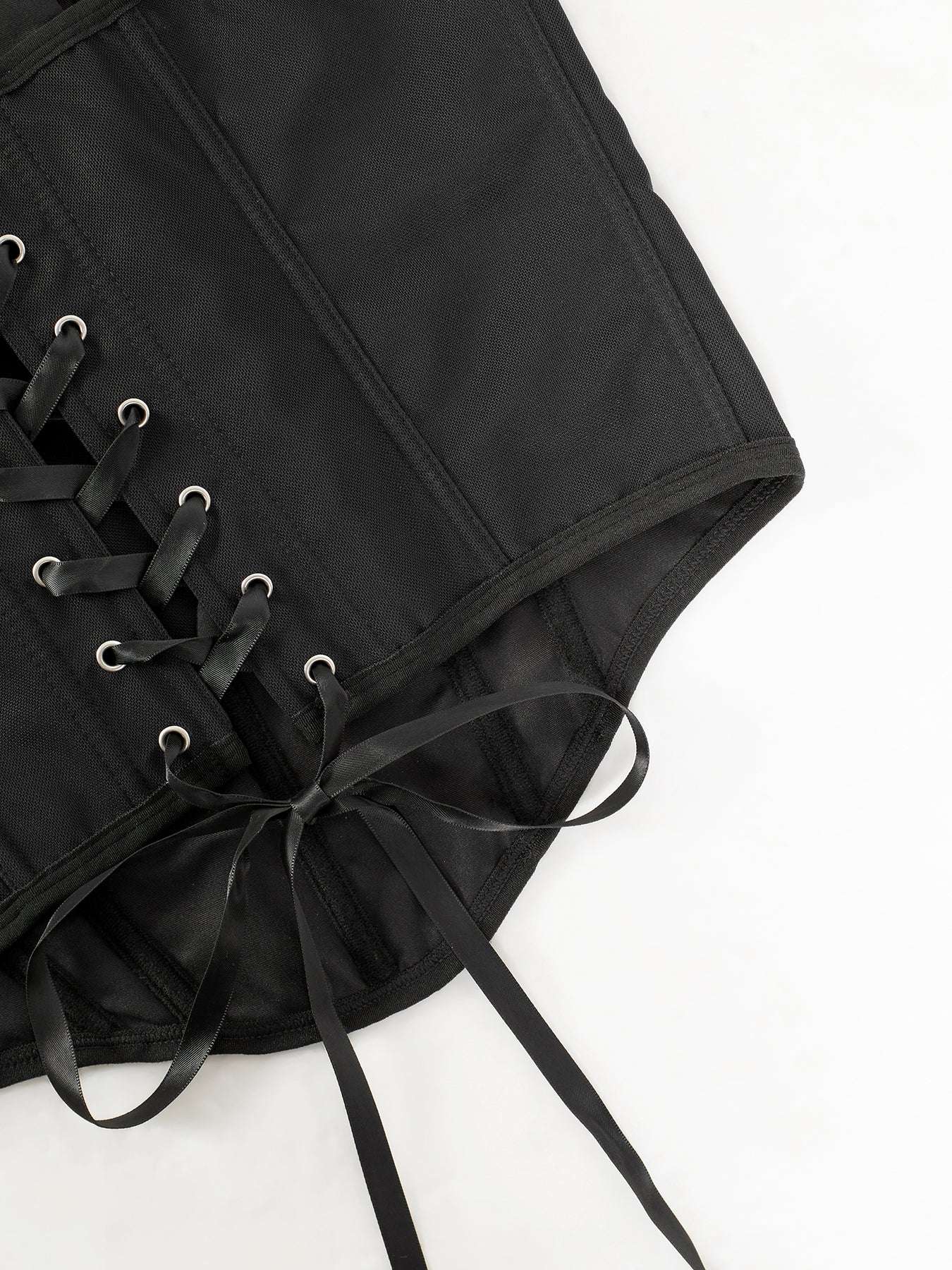 Sexy Black Mesh Corset Top with Lace-Up Back, Strapless Slim Fit Shapewear for Women - Off-Shoulder Design, Semi-Sheer Fishbone Support