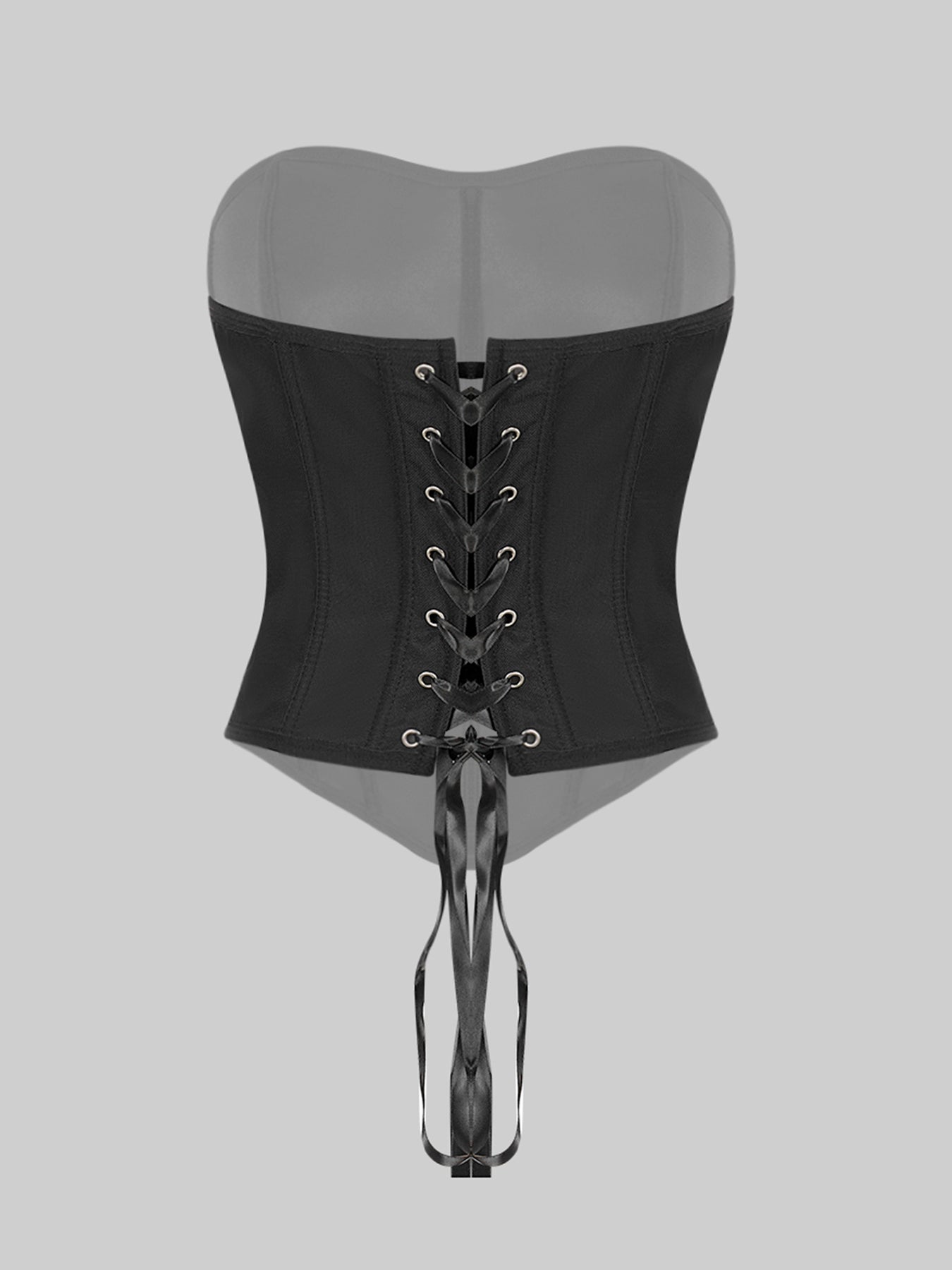 Sexy Black Mesh Corset Top with Lace-Up Back, Strapless Slim Fit Shapewear for Women - Off-Shoulder Design, Semi-Sheer Fishbone Support